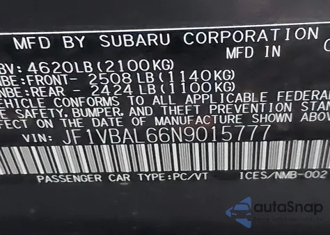 2022 Subaru Wrx Limited z USA, uszkodzony, nr VIN JF1VBAL66N9015777